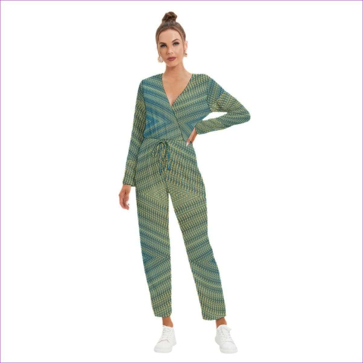multi-colored - Weaved Women's V-neck High Waist Jumpsuit - womens jumpsuit at TFC&H Co.