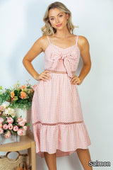SALMON White Birch Sleeveless Plaid Woven Dress - Ships from The US - Women's Midi Dresses at TFC&H Co.
