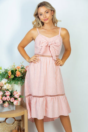 White Birch Sleeveless Plaid Woven Dress - Ships from The US - Women's Midi Dresses at TFC&H Co.