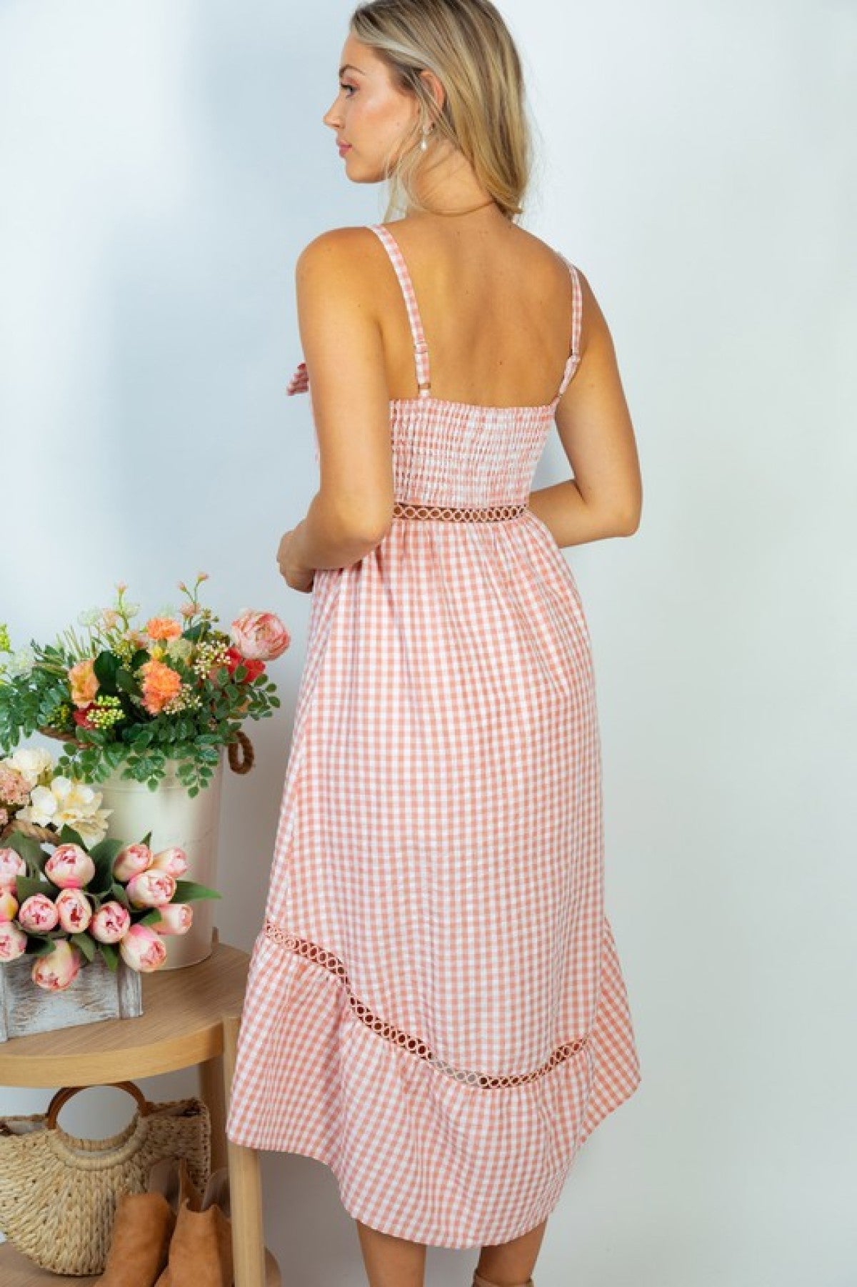 White Birch Sleeveless Plaid Woven Dress - Ships from The US - Women's Midi Dresses at TFC&H Co.