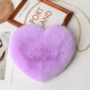 Taro purple - Women Plush Chain Love Shoulder Bag - handbag at TFC&H Co.