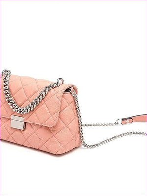 - Women's Chain Nappa Leather Crossbody Bag Lattice Blue / Black / Blushing Pink - handbags at TFC&H Co.