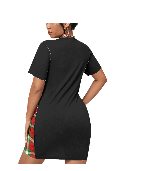 - Women’s Half Plaid Stacked Hem Dress Voluptuous (+) Plus Size - womens dress at TFC&H Co.