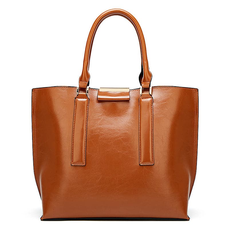 brown - Women's Oil Wax Leather Handbag - handbag at TFC&H Co.