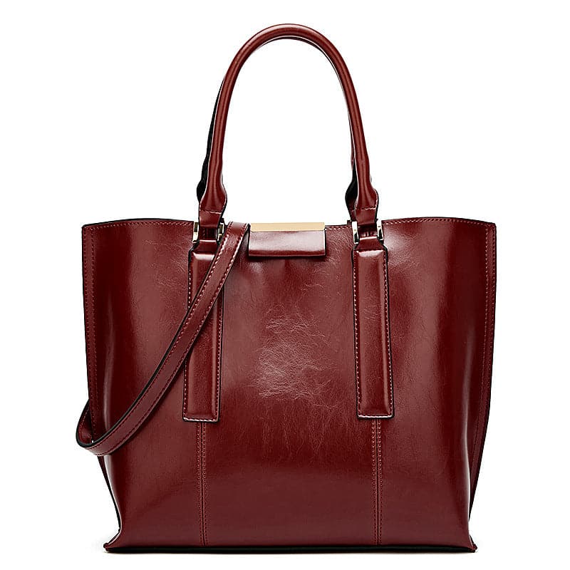 Claret - Women's Oil Wax Leather Handbag - handbag at TFC&H Co.