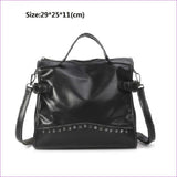 Brown - Women's Rivet / Zipper Leather Top Handle Bag Solid Color Coffee / Brown / Khaki - handbag at TFC&H Co.