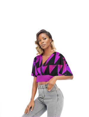 - Women's Royal Tri Prism Bat Sleeve Crop Top - womens blouse at TFC&H Co.