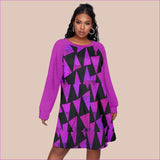 Purple - Women's Royal Tri Prism Dress With Raglan Sleeve - womens dress at TFC&H Co.