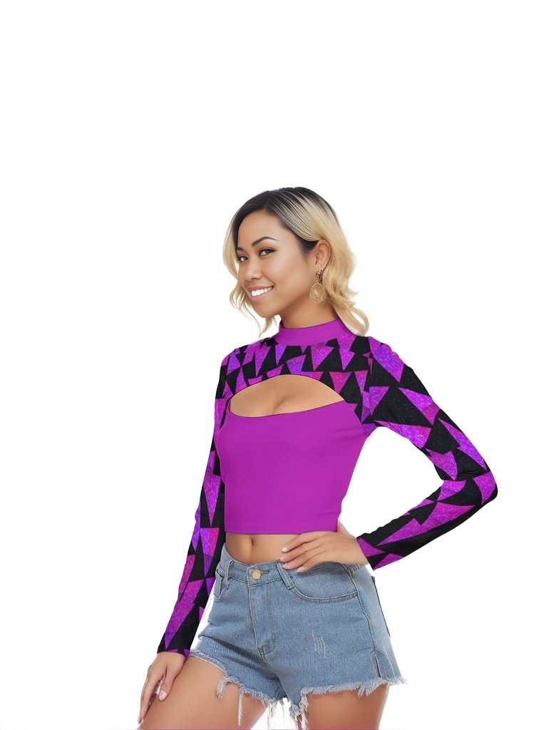 - Women's Royal Tri Prism Hollow Chest Tight Crop Top - womens cropped top at TFC&H Co.