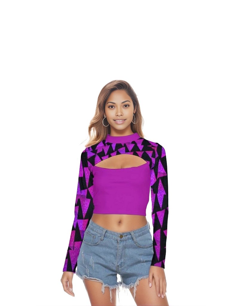 Women's Royal Tri Prism Hollow Chest Tight Crop Top - women's cropped top at TFC&H Co.