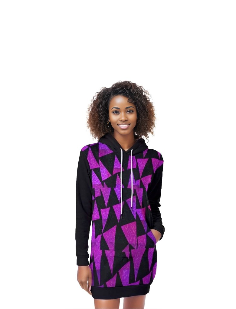 Purple Women's Royal Tri Prism Long Hoodie With Plush Fleece - women's hoodie dress at TFC&H Co.
