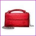 Red - Women Snake Skin Genuine Leather Chain Shoulder Bag Crossbody Bag Handbag Long Wallet - Cross body Bags at TFC&H Co.