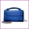 Blue - Women Snake Skin Genuine Leather Chain Shoulder Bag Crossbody Bag Handbag Long Wallet - Cross body Bags at TFC&H Co.
