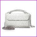 White - Women Snake Skin Genuine Leather Chain Shoulder Bag Crossbody Bag Handbag Long Wallet - Cross body Bags at TFC&H Co.