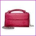 Rose Red - Women Snake Skin Genuine Leather Chain Shoulder Bag Crossbody Bag Handbag Long Wallet - Cross body Bags at TFC&H Co.