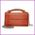 Brown - Women Snake Skin Genuine Leather Chain Shoulder Bag Crossbody Bag Handbag Long Wallet - Cross body Bags at TFC&H Co.