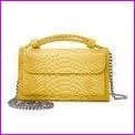 Yellow - Women Snake Skin Genuine Leather Chain Shoulder Bag Crossbody Bag Handbag Long Wallet - Cross body Bags at TFC&H Co.