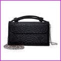 Black - Women Snake Skin Genuine Leather Chain Shoulder Bag Crossbody Bag Handbag Long Wallet - Cross body Bags at TFC&H Co.