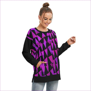 - Womens Royal Tri Prism Side Split O-neck Sweatshirt - womens sweatshirt at TFC&H Co.