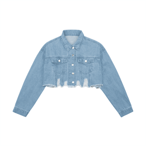 - Yeah Whatever Women's Crop Raw Hem Denim Jacket - womens denim jacket at TFC&H Co.