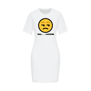 Lucent White - Yeah Whatever Women's Fitted Tee Dress - womens t-shirt dress at TFC&H Co.
