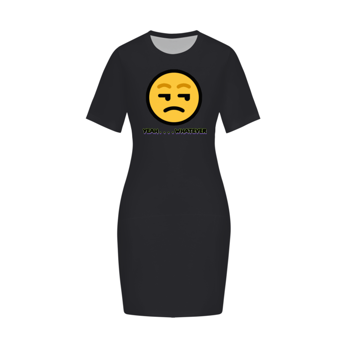 Black Beauty - Yeah Whatever Women's Fitted Tee Dress - womens t-shirt dress at TFC&H Co.