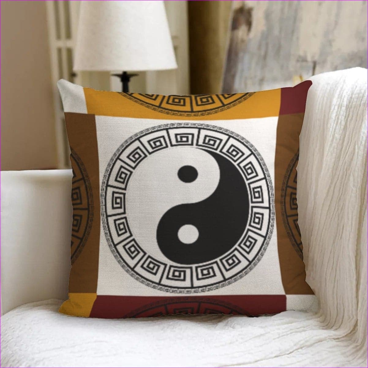 multi-colored - Yin Yang Couch Pillow with Pillow Insert - couch pillow at TFC&H Co.