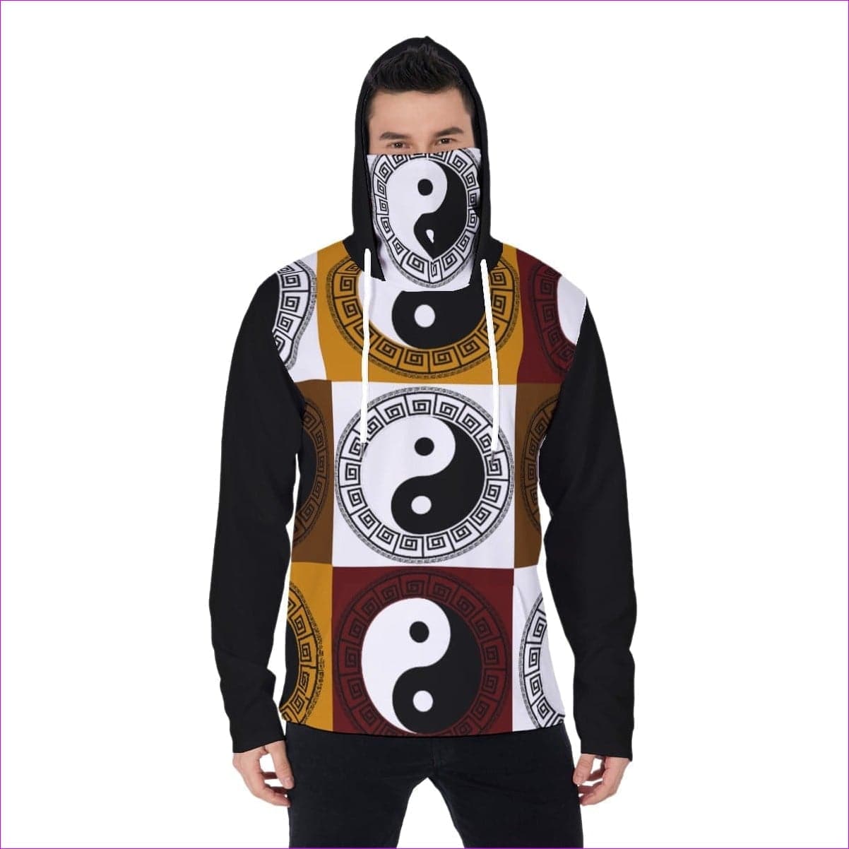 multi-colored Yin & Yang Men's Heavy Fleece Hoodie With Face Mask - men's hoodie with face mask at TFC&H Co.