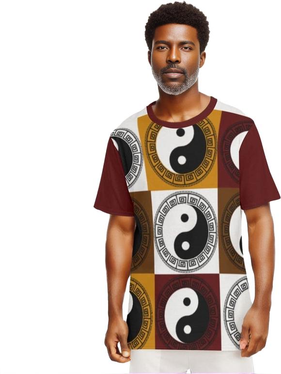 multi-colored Yin Yang Men's O-Neck T-Shirt Organic Cotton - men's t-shirt at TFC&H Co.
