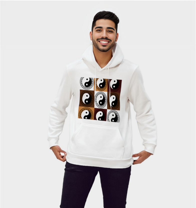 - Yin & Yang White Pullover Hoodie - Pullover Hoodie at TFC&H Co.