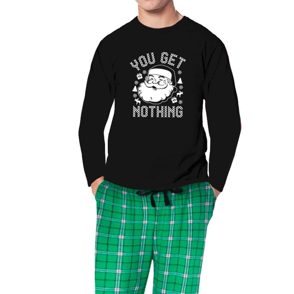 Black and Green Flannel - You Get Nothing Men's Matching Christmas Pajama Sets - mens pajama set at TFC&H Co.