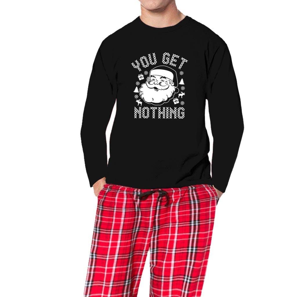 Black and Red Flannel - You Get Nothing Men's Matching Christmas Pajama Sets - mens pajama set at TFC&H Co.