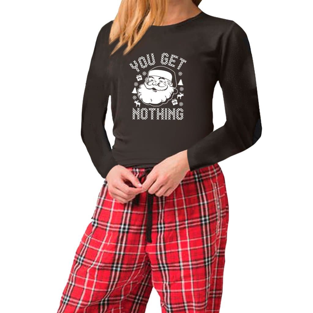 Black and Red Flannel - You Get Nothing Women's Matching Christmas Pajama Sets - womens pajama set at TFC&H Co.