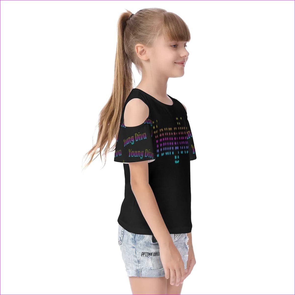 Young Diva Cold Shoulder T-shirt With Ruffle Sleeves - kid's shirt at TFC&H Co.