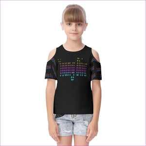 Black Young Diva Cold Shoulder T-shirt With Ruffle Sleeves - kid's shirt at TFC&H Co.