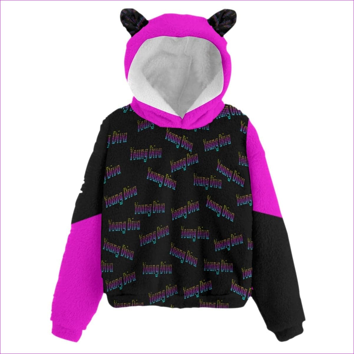 Black Young Diva Kid’s Borg Fleece Hoodie With Ears - kid's hoodie at TFC&H Co.