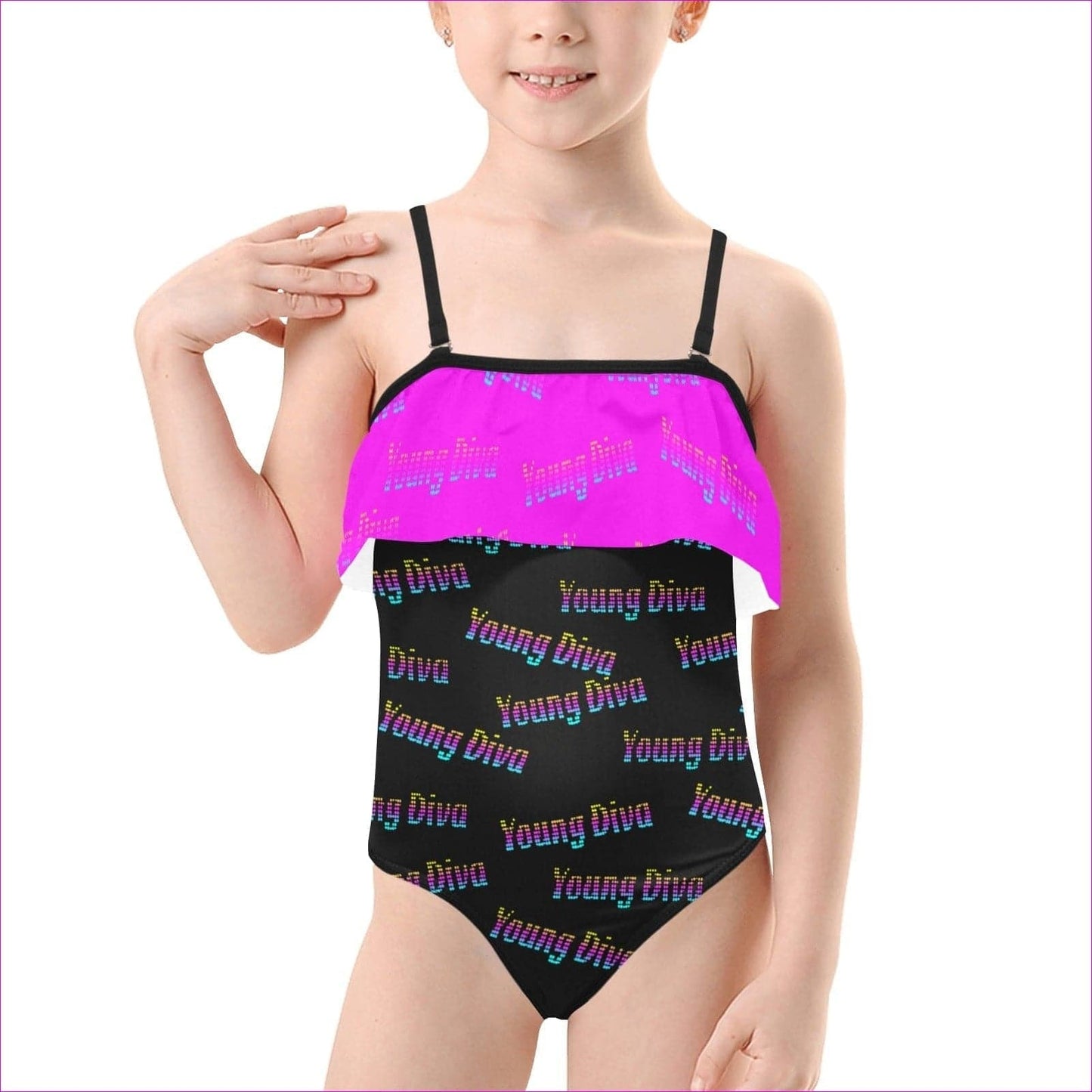 Young Diva Kids Spaghetti Strap Ruffle Swimsuit - kid's swimsuit at TFC&H Co.