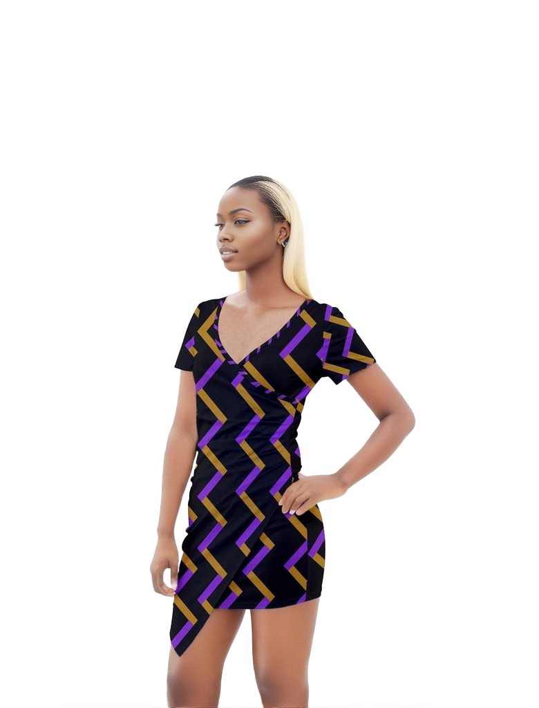 - Zag Short Sleeve Asymmetric Mini Dress - womens dress at TFC&H Co.