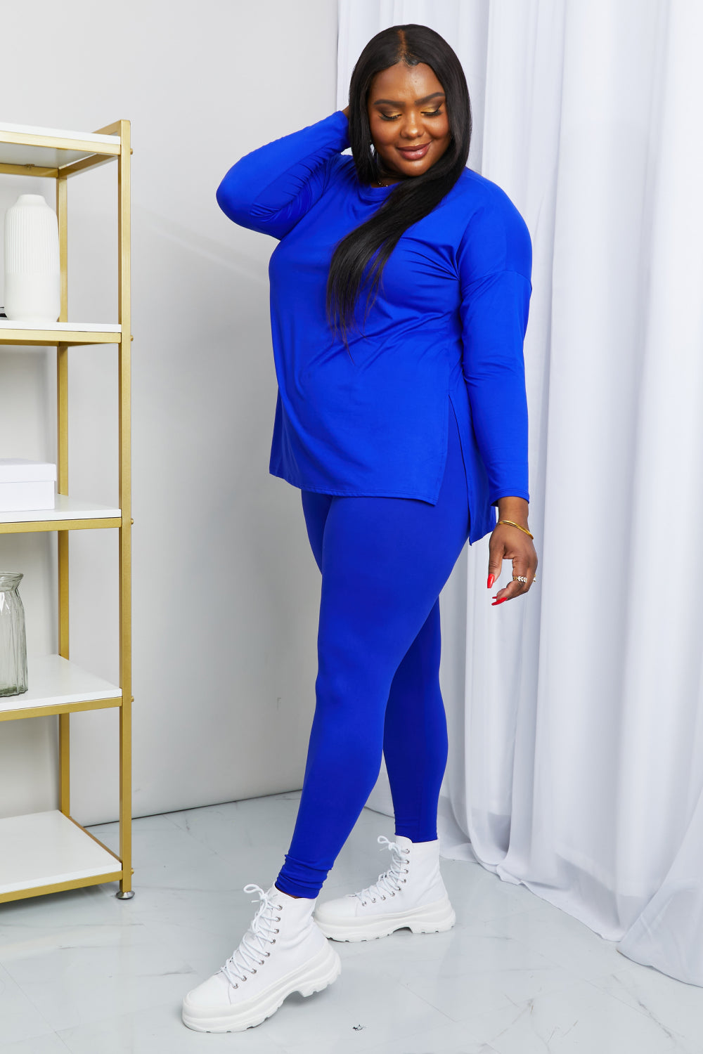 Zenana Ready to Relax Full Size Brushed Microfiber Loungewear Outfit Set in Bright Blue - Ships from The US - women's top & pants set at TFC&H Co.