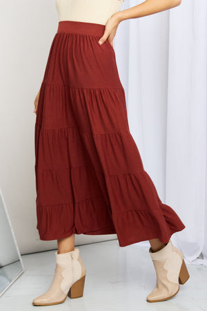 - Zenana Wide Waistband Tiered Midi Skirt Voluptuous (+) Plus Size - Ships from The US - womens skirt at TFC&H Co.
