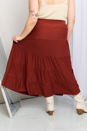 - Zenana Wide Waistband Tiered Midi Skirt Voluptuous (+) Plus Size - Ships from The US - womens skirt at TFC&H Co.