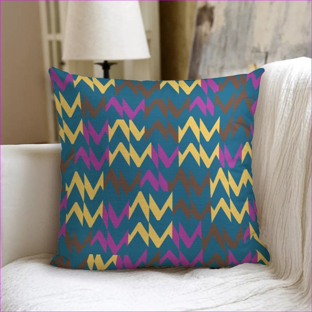 Blue Zig & Zag Couch Pillow with Pillow Inserts - couch pillow at TFC&H Co.