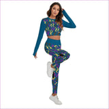 Blue - Zig & Zag Women's Sport Set With Backless Top And Leggings - womens sports set at TFC&H Co.