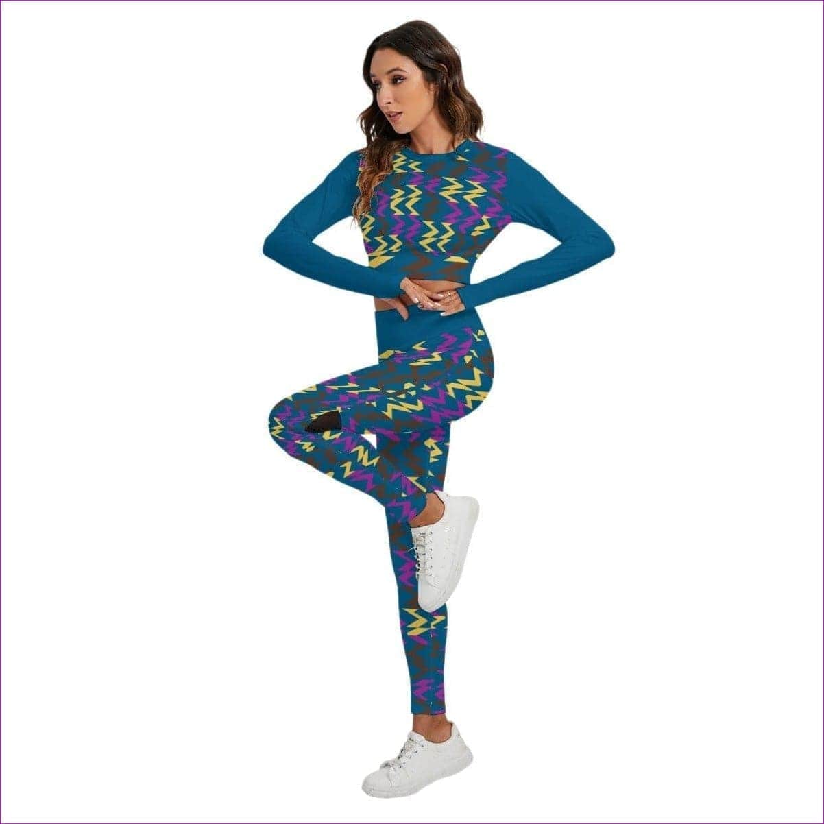 - Zig & Zag Women's Sport Set With Backless Top And Leggings - womens sports set at TFC&H Co.